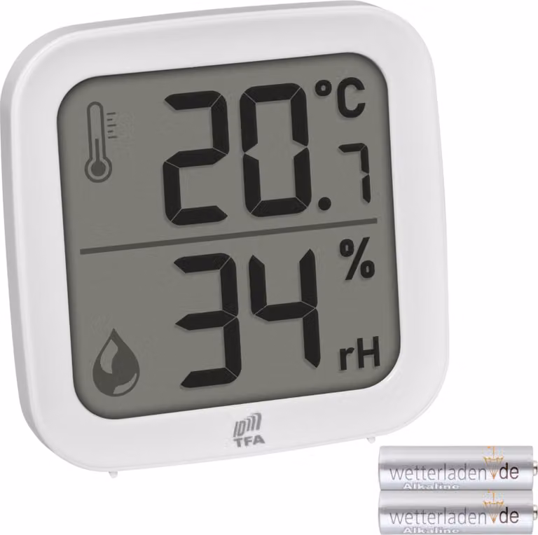 TFA.me Trasmettitore termoigrometrico ID-A0 INDOOR TFA 30.3908 Ampio display Temperatura Umidità : bianco : con batterie