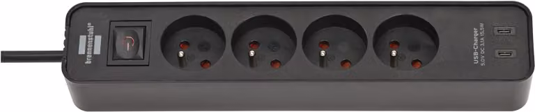 Brennenstuhl Ecolor, ciabatta multipresa a 4 prese con porta di ricarica USB-C