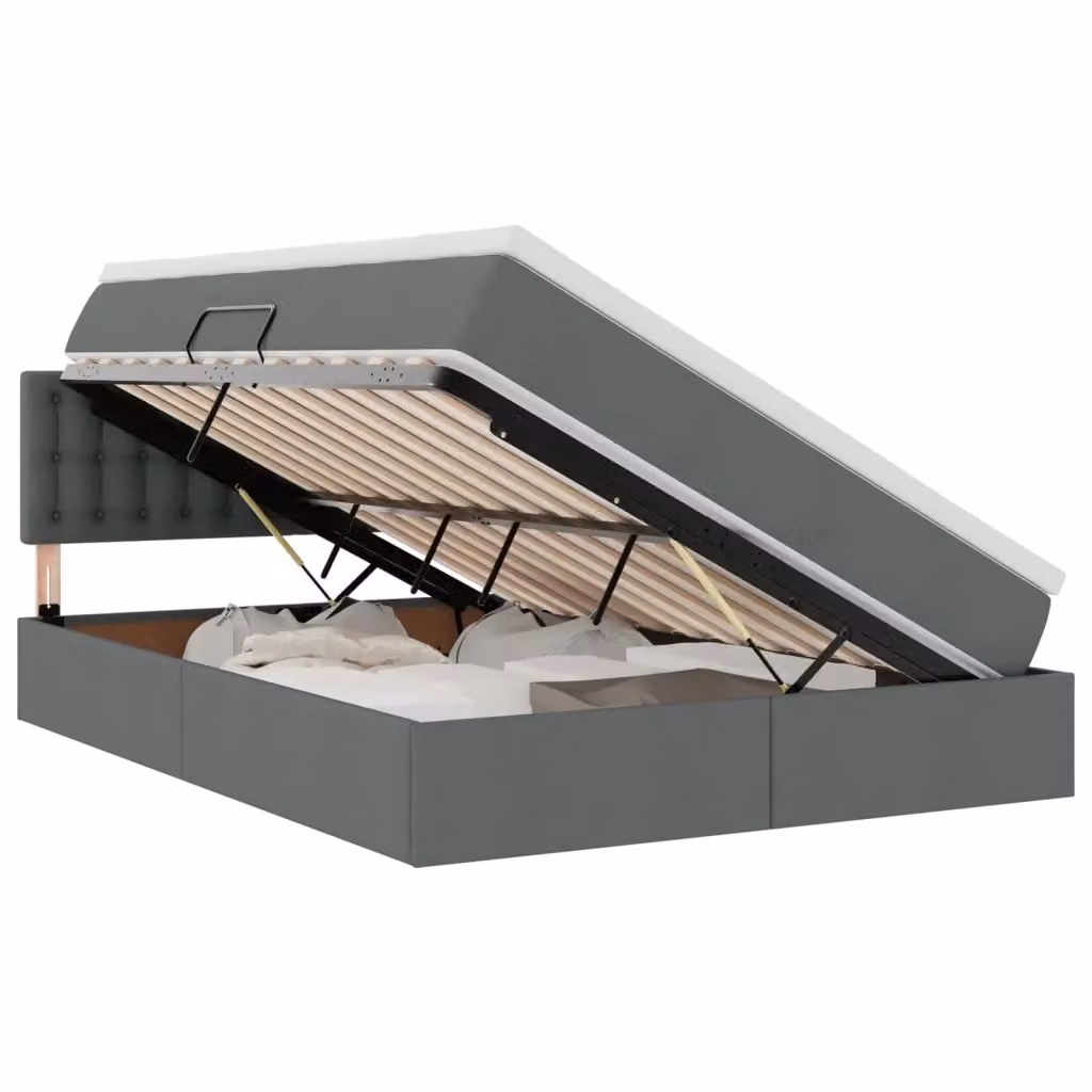 Letto con contenitore e materasso ibrido vidaXL Grigio e Bianco L/P: 140 x 190 cm – 2