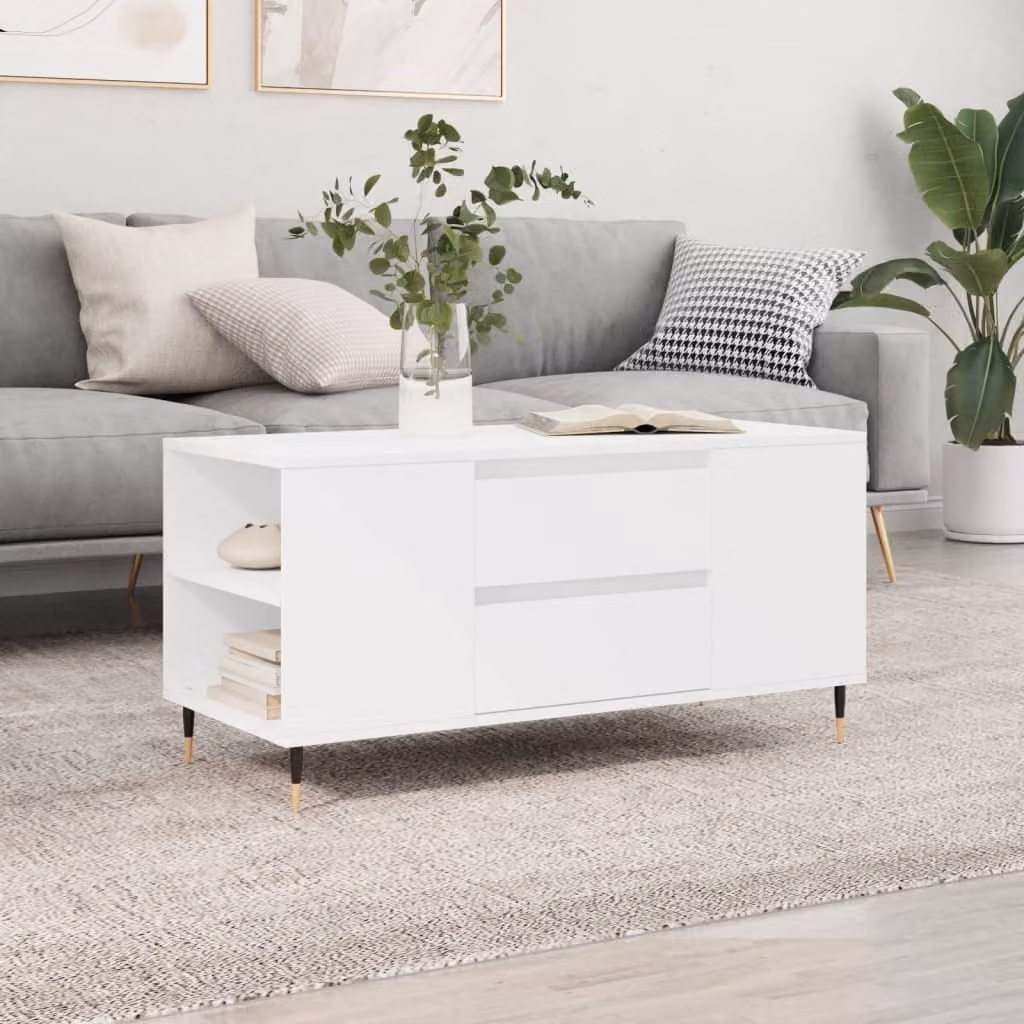 Maison Exclusive - Tavolino bianco 102x44,5x50 cm Materiale ligneo