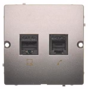 Presa RJ45 Cat.5e + RJ11 in acciaio inox BMF5T.02/21 SIMON BASIC