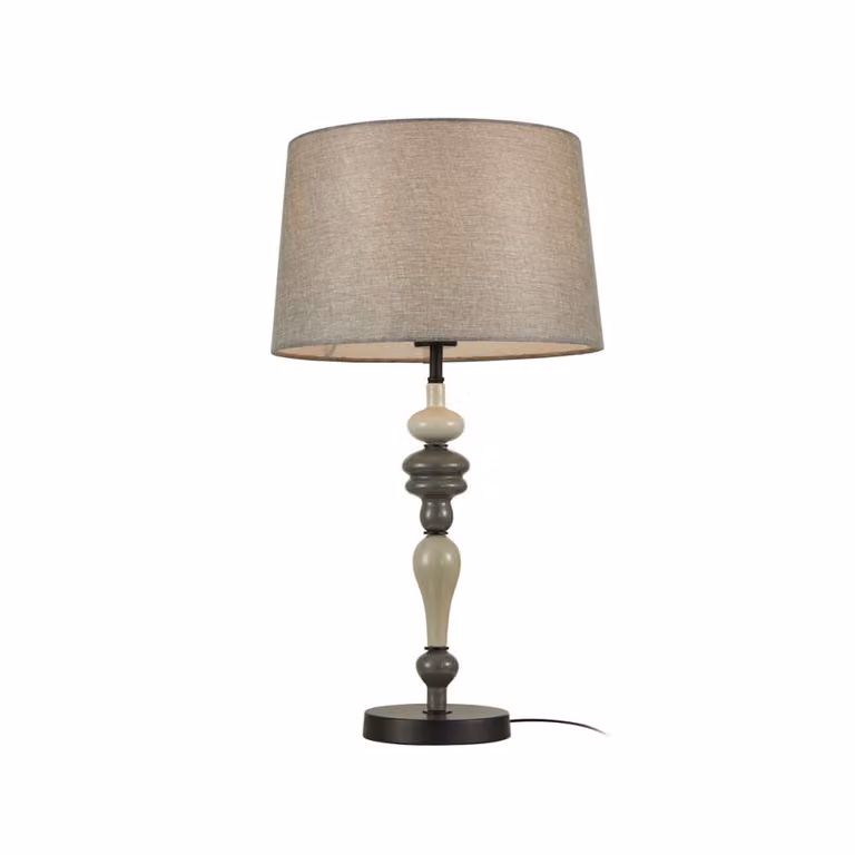 Lampada da tavolo con paralume NEROM grigio-nero opaco, 1xE27x60W, metallo, dimensioni: 60x34x34 cm, IP20, Italux