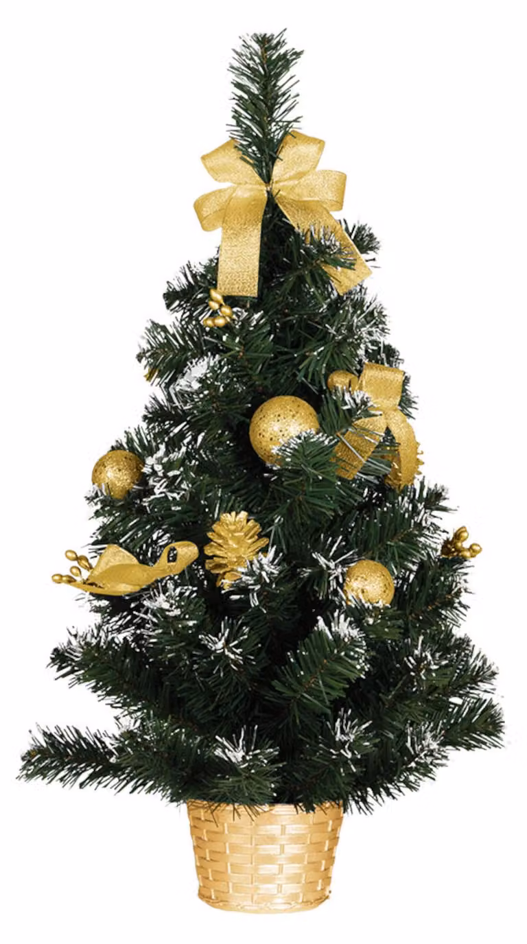 albero decorato in oro, 60 cm, innevato