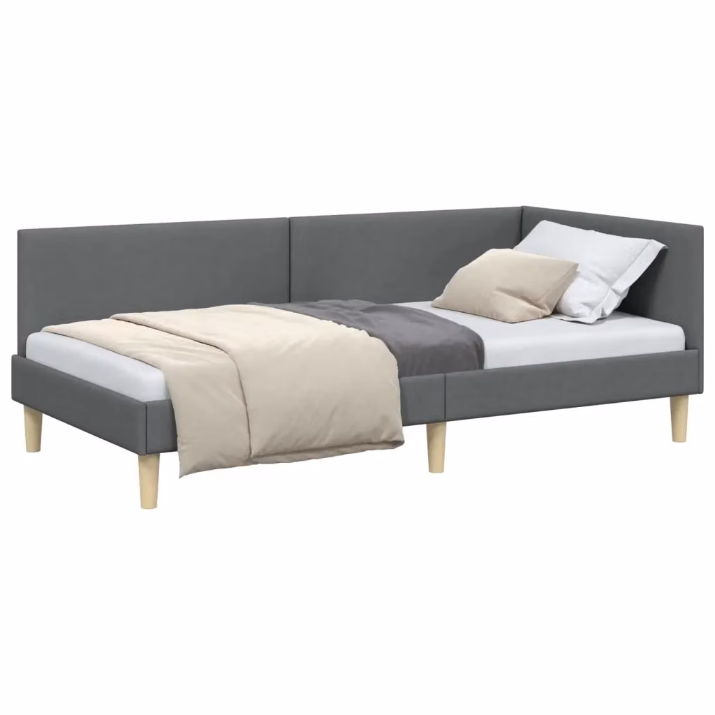 Letto angolare moderno vidaXL in tessuto grigio con struttura in legno e doghe fisse L/P/H: 204 x 80 x 72 cm – 2