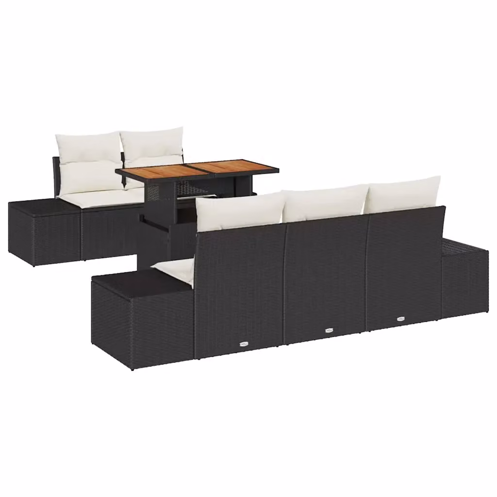Set da pranzo da giardino vidaXL in rattan e legno con 6 pezzi Nero e Beige – 2