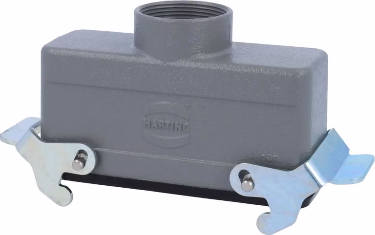 HARTING Han 24B Alloggiamento connettore basso, 1xPG29 uscita cavo diritta, con 2 staffe trasversali Vite PG29 Area di serraggio