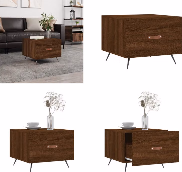 vidaXL Tavolino da caffè marrone look rovere 50x50x40 cm materiale a base di legno - Tavolino da caffè - Tavolini - Tavoli occasionali