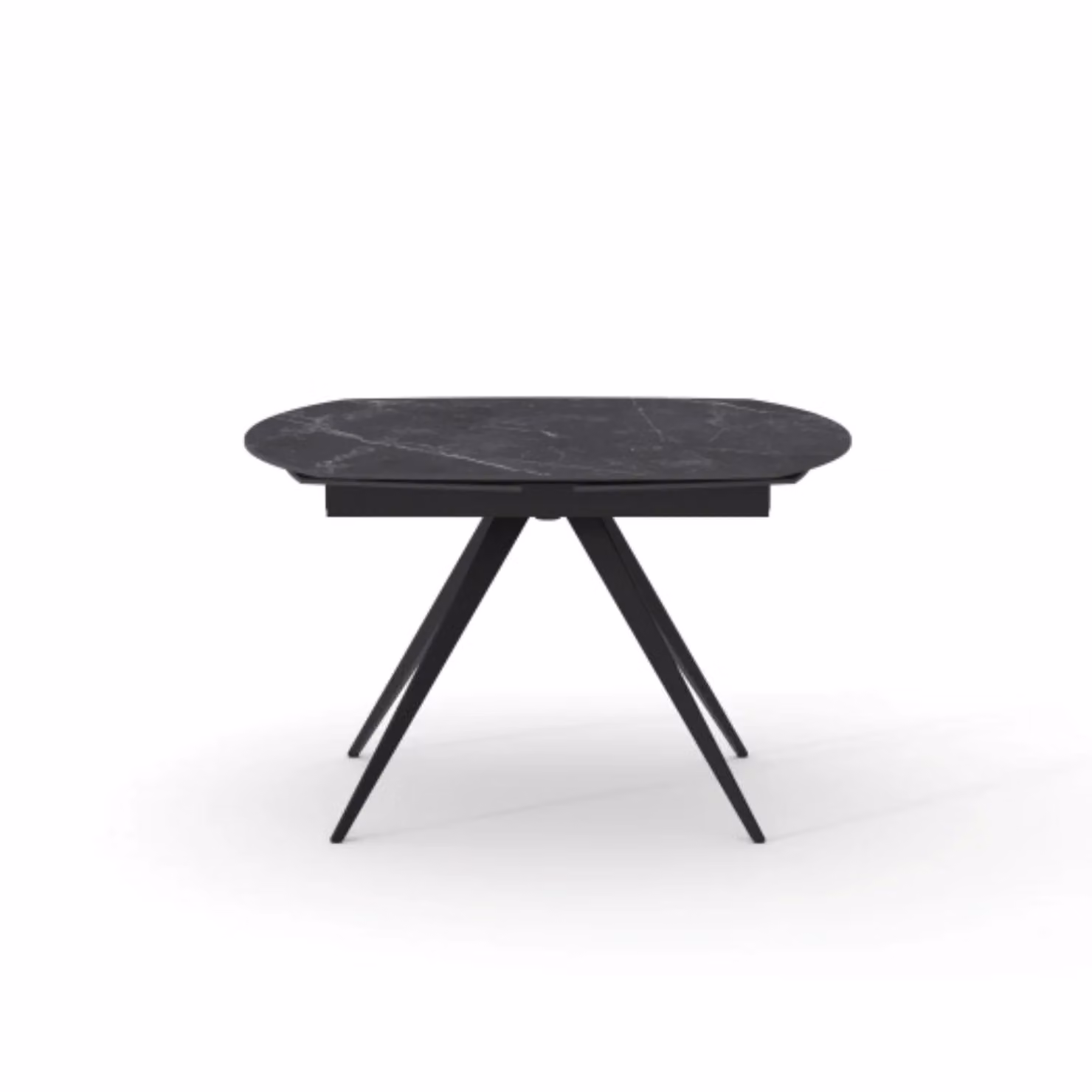 Tavolo LAVEZZI in ceramica, finitura effetto marmo nero e gambe in metallo antracite, allungabile 120×90 – 180×90 cm