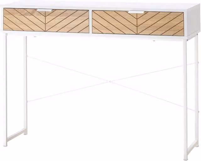 Consolle per ingresso zephmum con 2 cassetti in metallo bianco L: 100 cm, P: 30 cm, H: 75 cm