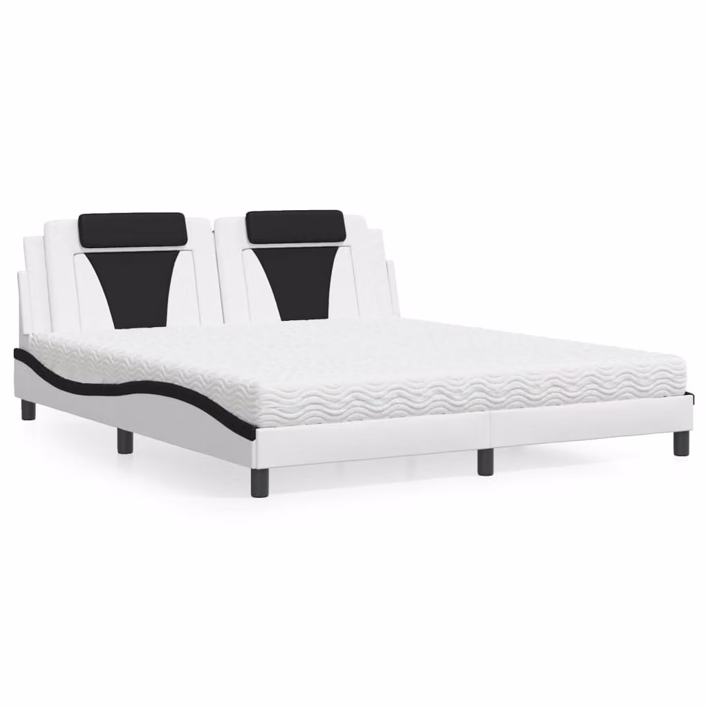 Maison Exclusive - Letto "Viana" con materasso, bianco e nero, 180x200 cm, in ecopelle