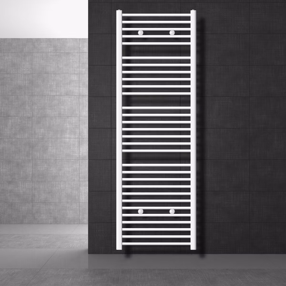 LuxeBath radiatore per bagno Sahara, 600x1800 mm, bianco, curvo con attacco laterale, senza elemento riscaldante