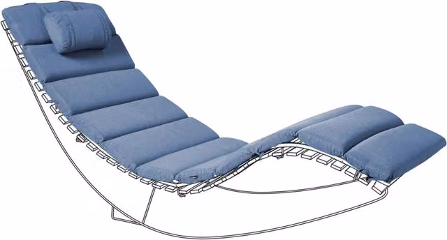 Cuscino per lettino da sole Beliani in poliestere blu, idrorepellente e resistente ai raggi UV, con imbottitura in schiuma e lacci di fissaggio
