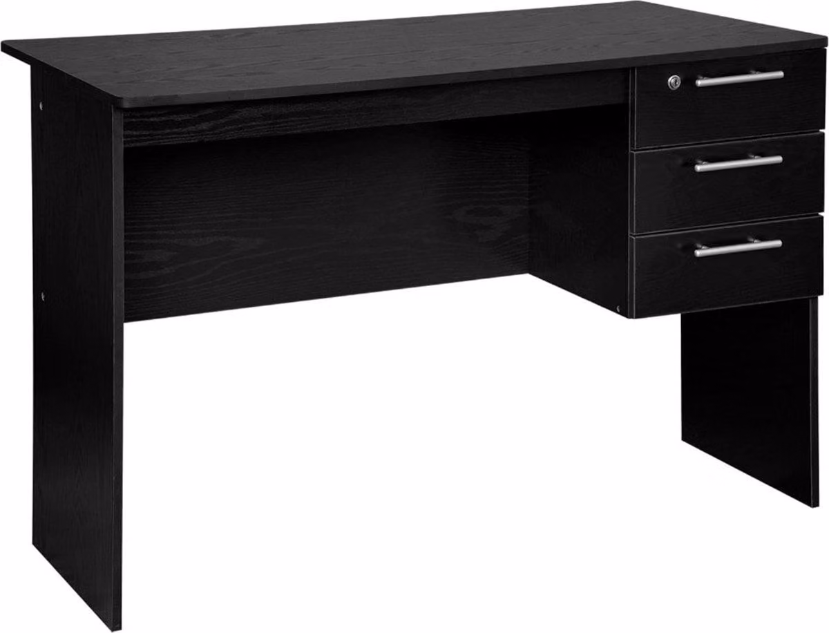 Happyment® Scrivania moderna - Scrivania per lavoro e computer - Gaming - Design industriale - Ufficio - Nero