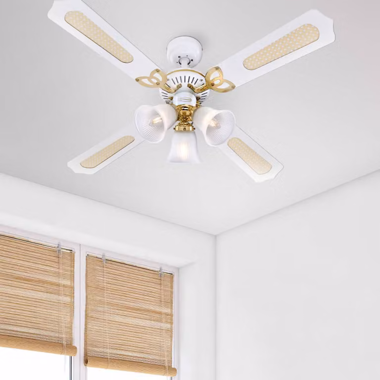 Westinghouse Ventilatore Princess Trio, bianco, silenzioso, Ø 105 cm Trio, Bianco / Opale, Soggiorno / Sala da pranzo, Legno