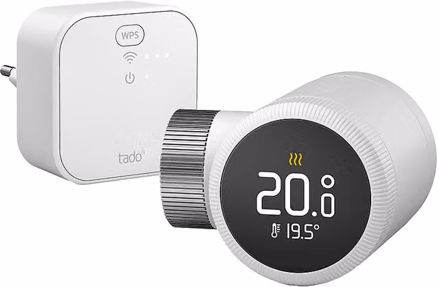 Kit di base Tado con testa termostatica intelligente e valvola ad angolo bianca, compatibile con Wi-Fi, Matter e assistenti vocali Google e Alexa