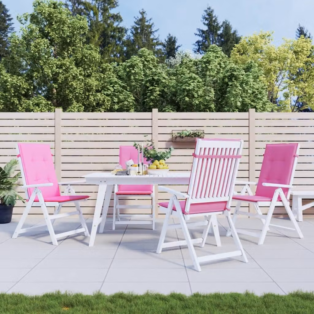Set di 4 cuscini per sedia con schienale alto vidaXL in tessuto rosa, resistenti all'acqua e ai raggi UV