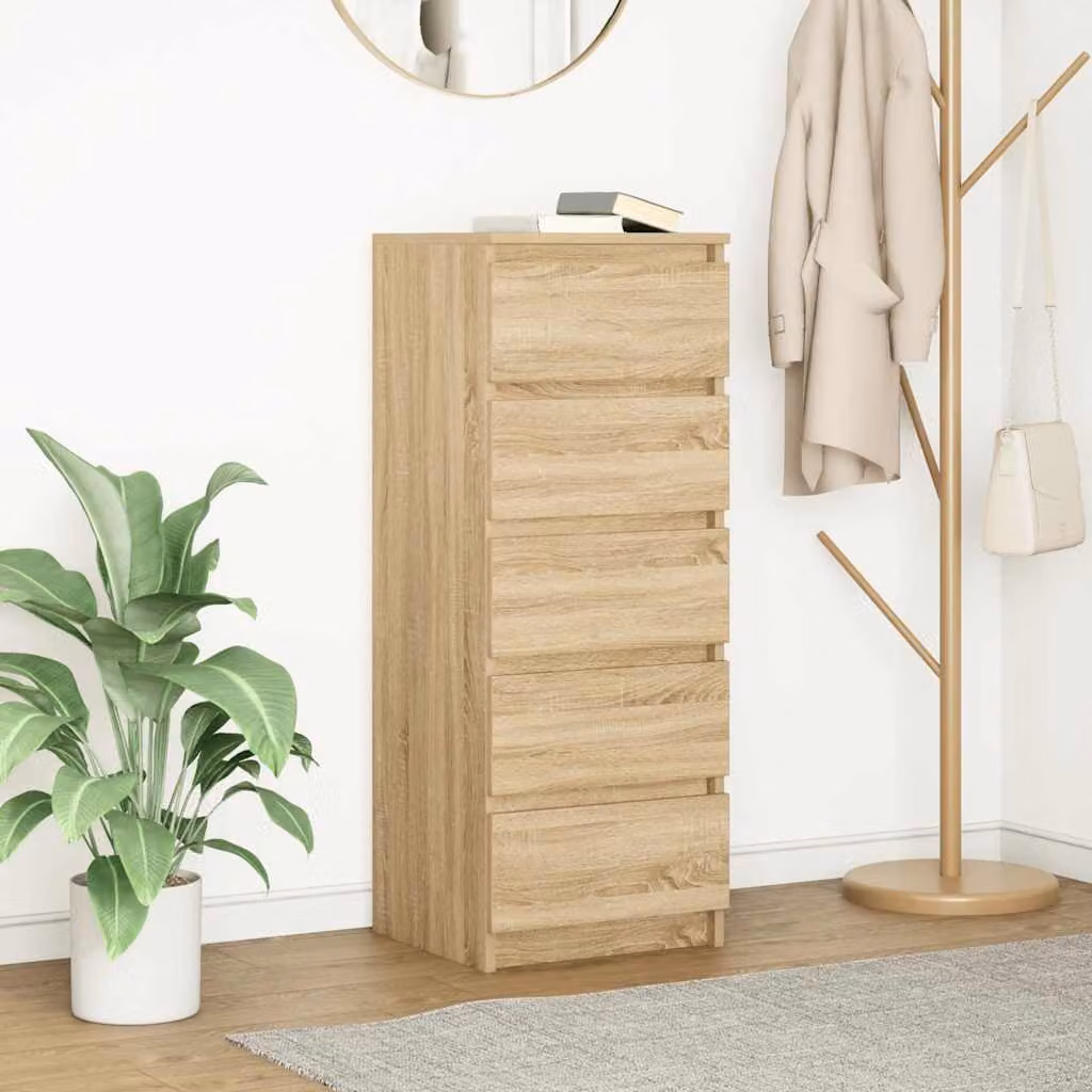 Credenza con cassetti vidaXL in MDF color rovere sonoma, L 37,5 cm x P 35 cm x H 99 cm