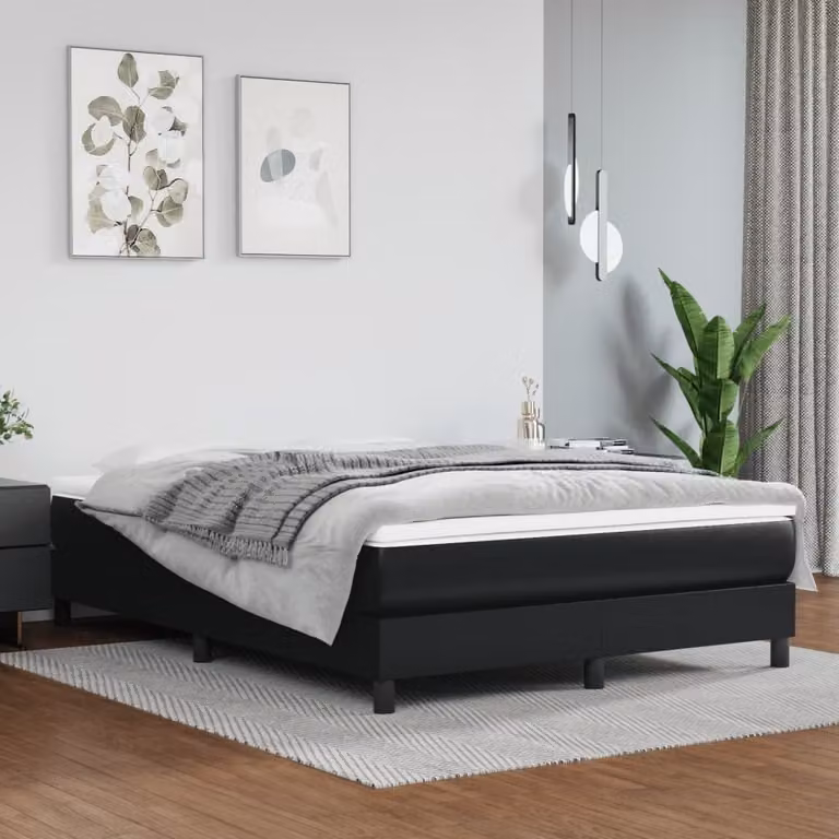 The Living Store Letto a molle insacchettate nero 140x190 cm in Pelle finta