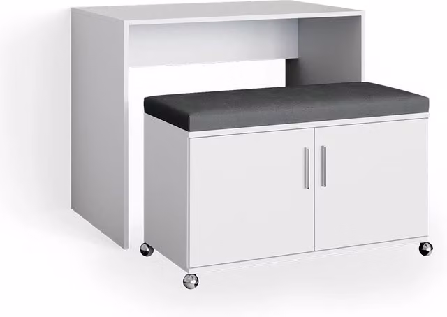 Scrivania con ruote Flona Vicco Bianco L: 93.2 cm, P: 60.0 cm, H: 76.2 cm