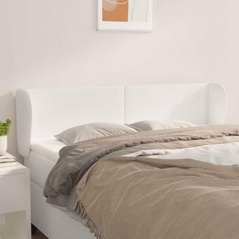 Testiera ad orecchio vidaXL in similpelle bianca per camera da letto L: 147 cm, P: 23 cm, H: 78/88 cm