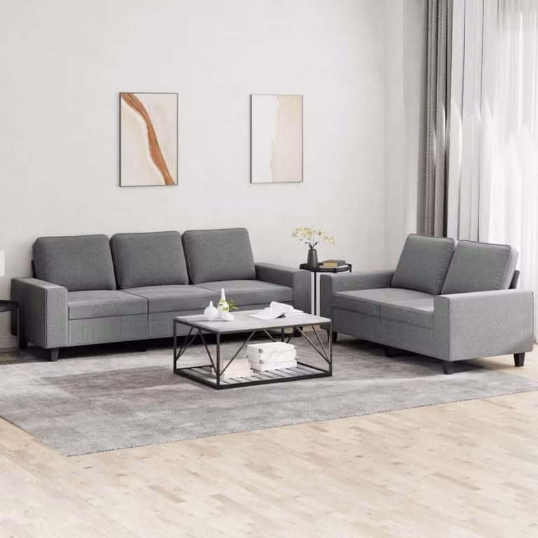 Maison Exclusive - Set divano a 2 posti in tessuto grigio scuro