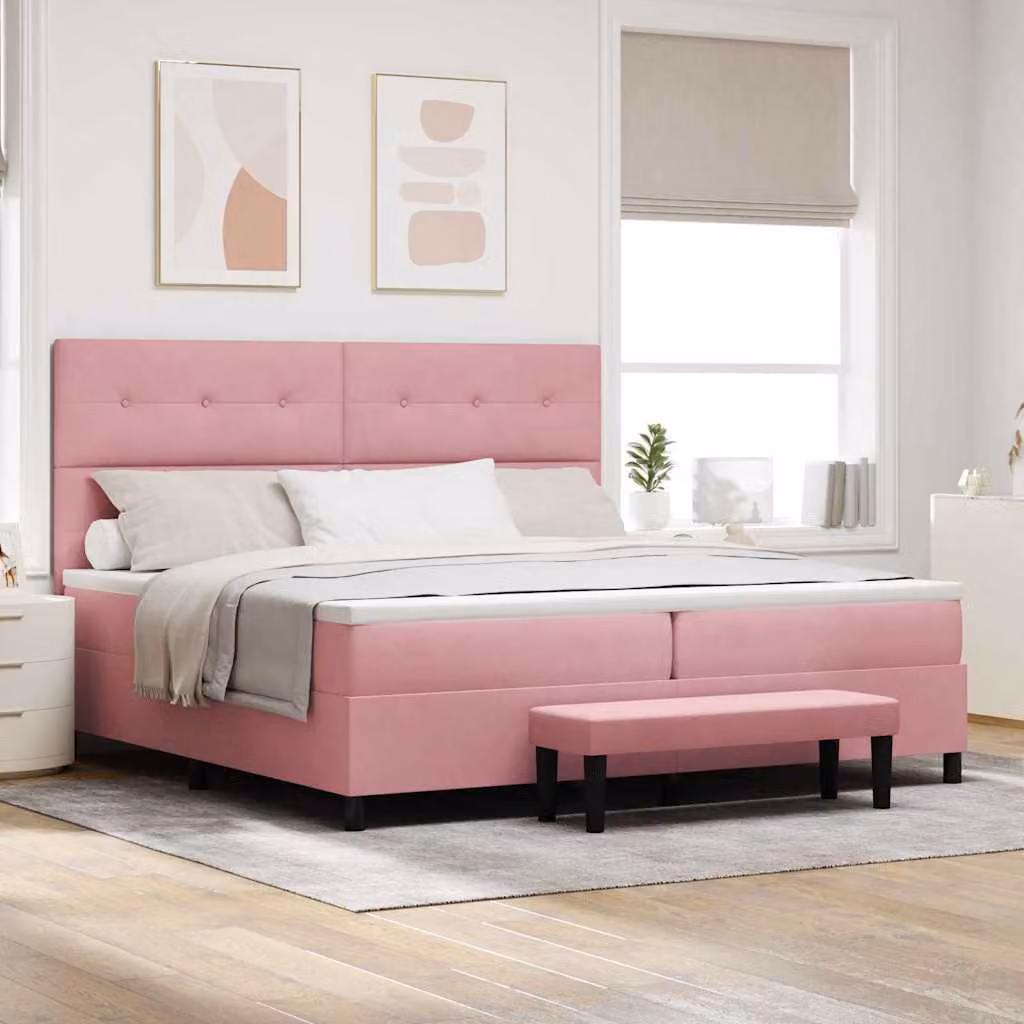 Maison Exclusive - Letto boxspring con testiera Rosa 200 x 200 cm in velluto