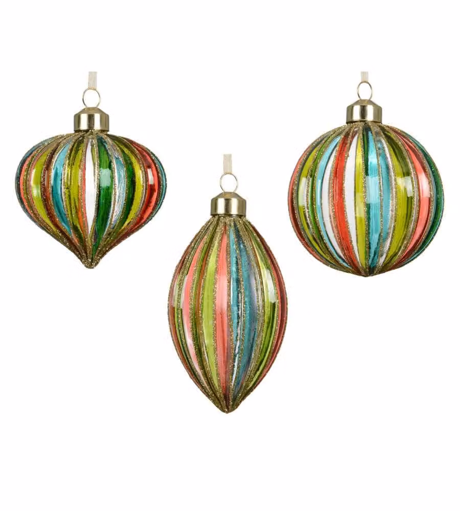 Decorazioni Sfera Vetro A Coste 8 cm Colori Assortiti