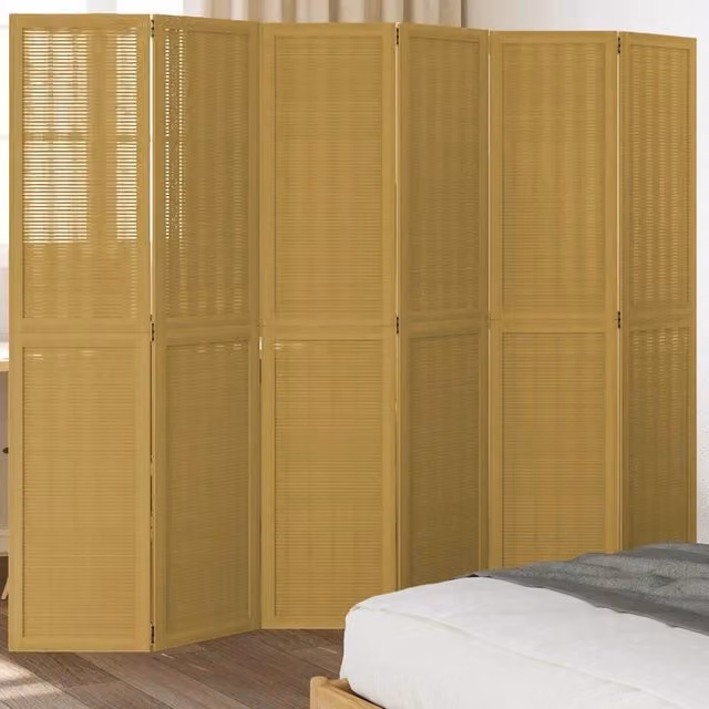 Divisorio Ambienti | Divider per stanze | Paravento 6 Pannelli Marrone Legno Massello Paulownia