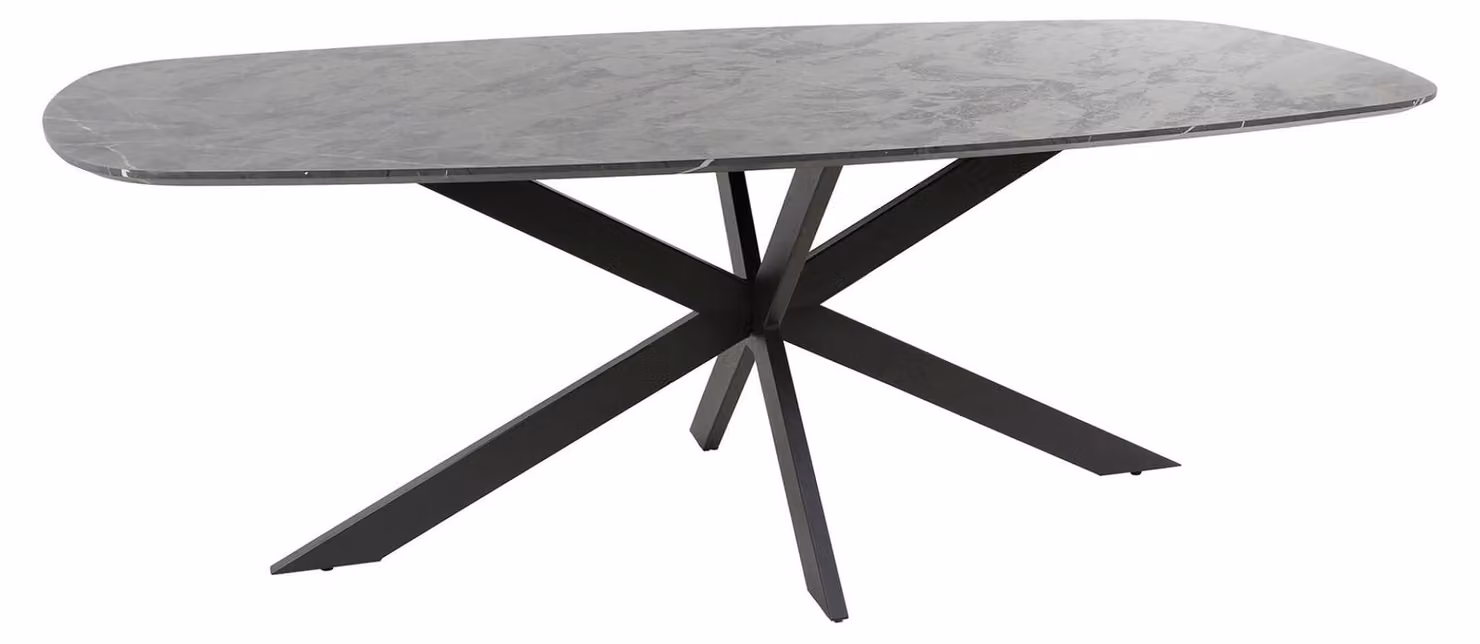 Tavolo da pranzo FURNLUX in marmo onice nero e nero 215 cm / Colore principale: nero / Dimensioni: 215 x 77 x 105 cm