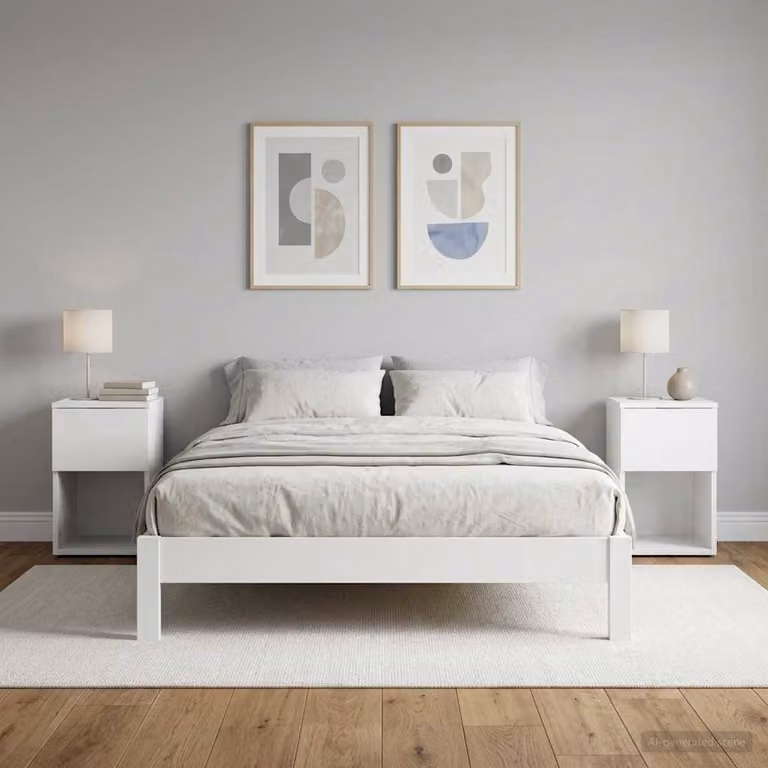 Set di 2 armadietti per letto vidaXL bianchi in stile moderno L/P/H: 29 x 31,5 x 49 cm
