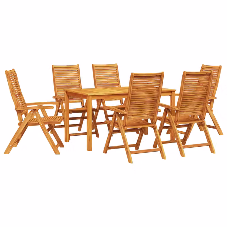 Set da pranzo per giardino e terrazzo vidaXL in legno di acacia marrone, 7 pezzi