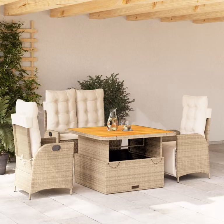 Maison Exclusive - Set da pranzo da giardino 4 pezzi con cuscini in polyrattan beige