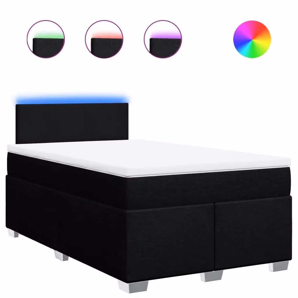 vidaXL Letto Ibrido con Materasso e Giroletto in Tessuto Nero e Bianco, L/P/H: 120 x 200 x 100,5 cm – 3