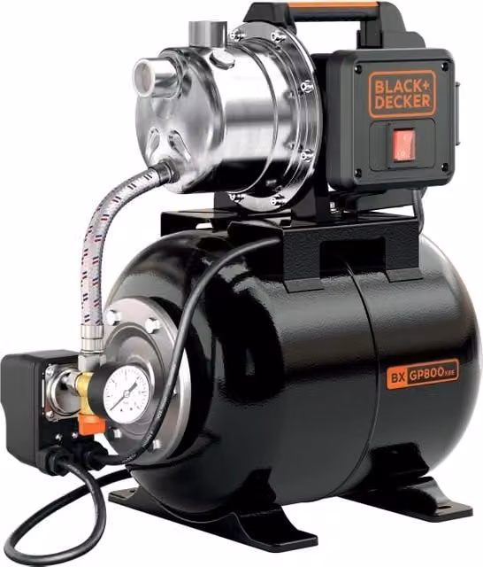 Black+Decker Pompa Autoadescante BXGP800XBE per Acque Chiare con Serbatoio, 800 W, Portata max. 3.500 l/h, Prevalenza max. 38 m – 1