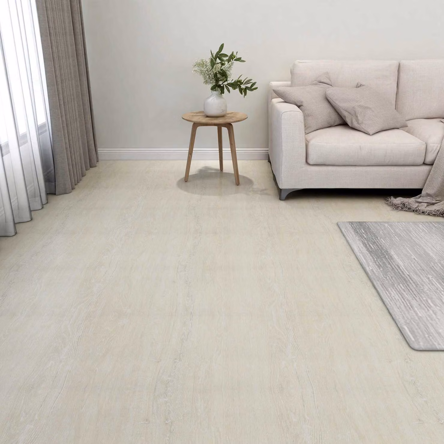 Tavole per pavimenti autoadesive vidaXL in PVC, colore bianco beige, 5,11 m² (55 pezzi)