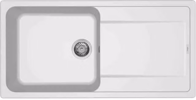 Lavello da incasso Elleci Life 480 a 1 vasca in Granitek Bianco L: 100 cm, P: 50 cm