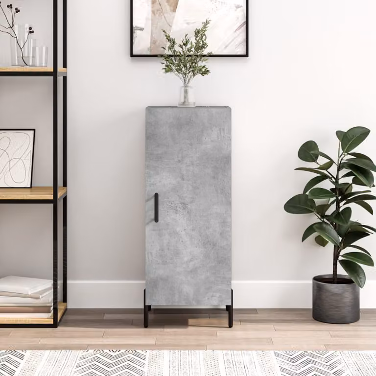 Credenza moderna vidaXL in legno e metallo, Grigio, L 34,5 cm x P 34 cm x H 90 cm