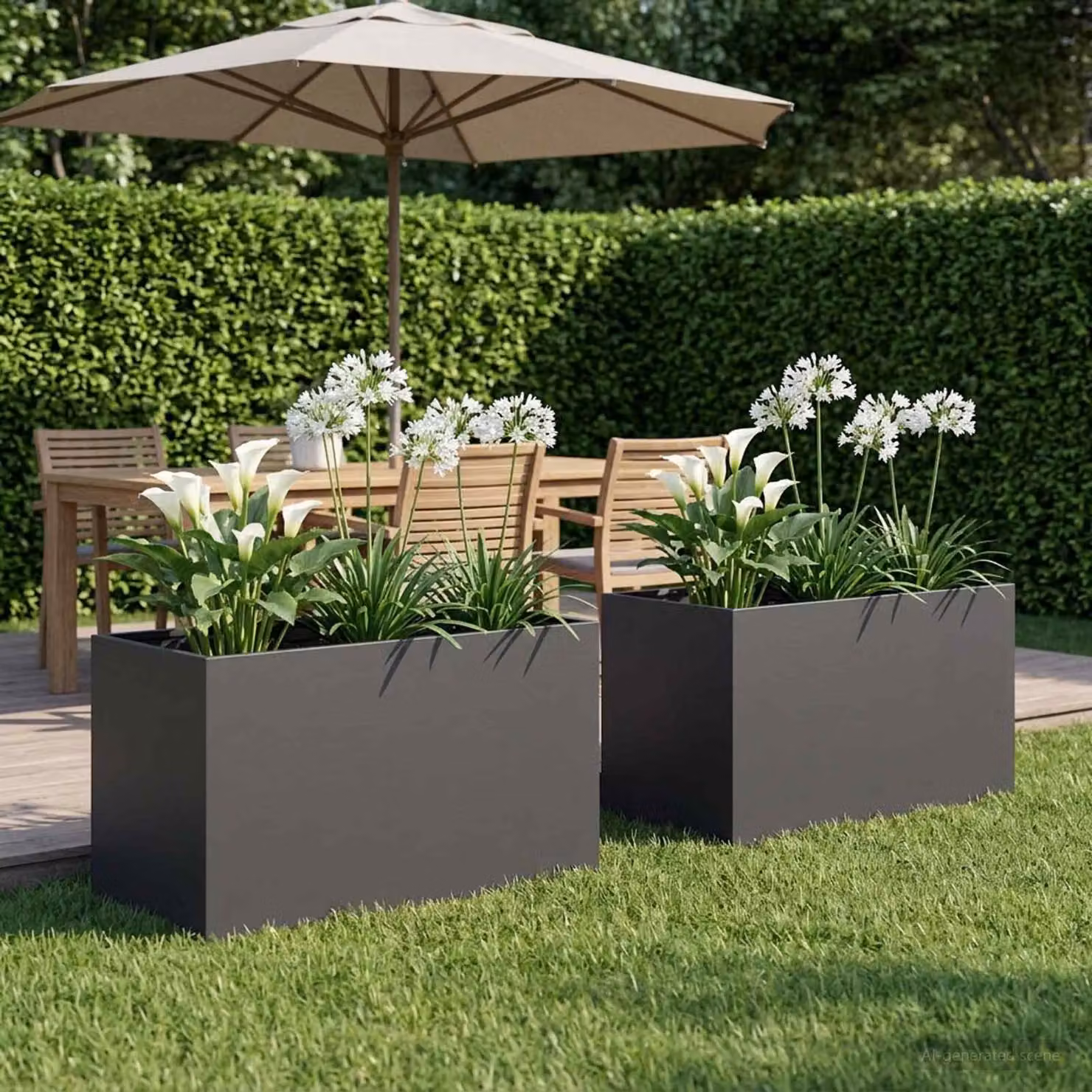 Set di 2 vasi da giardino vidaXL in metallo nero H: 100 cm, L: 50 cm, P: 50 cm