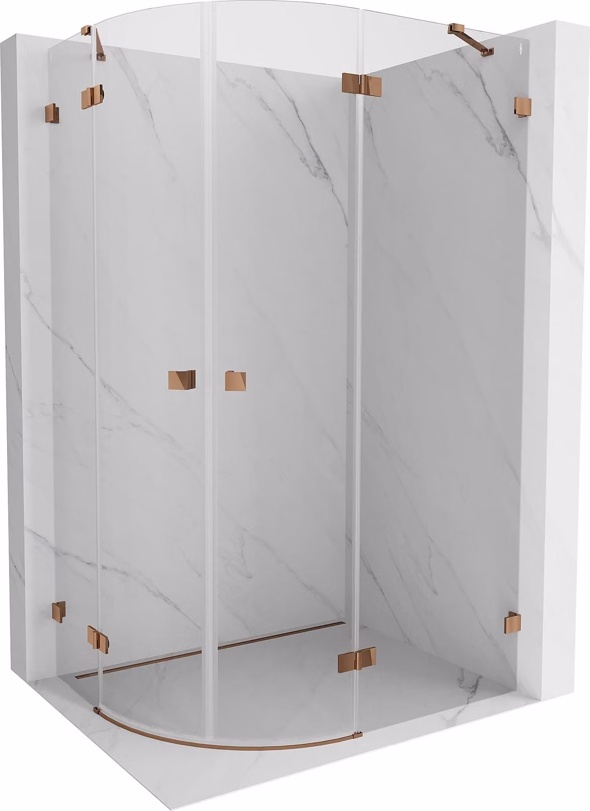 Mexen Lunar cabina doccia semicircolare a battente destra 80 x 70 cm, trasparente, oro rosa - 833-080P-070L-60-00