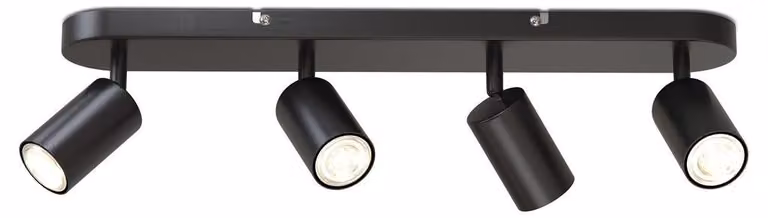 B.K.Licht I lampada spot a 4 fiamme I orientabile I girevole I girevole I GU10 I nero-opaca I senza lampadina