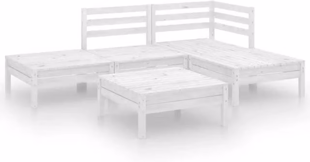 Set Divani da Giardino 5 pz | Set Salotto da Giardino in Legno Massello di Pino Bianco