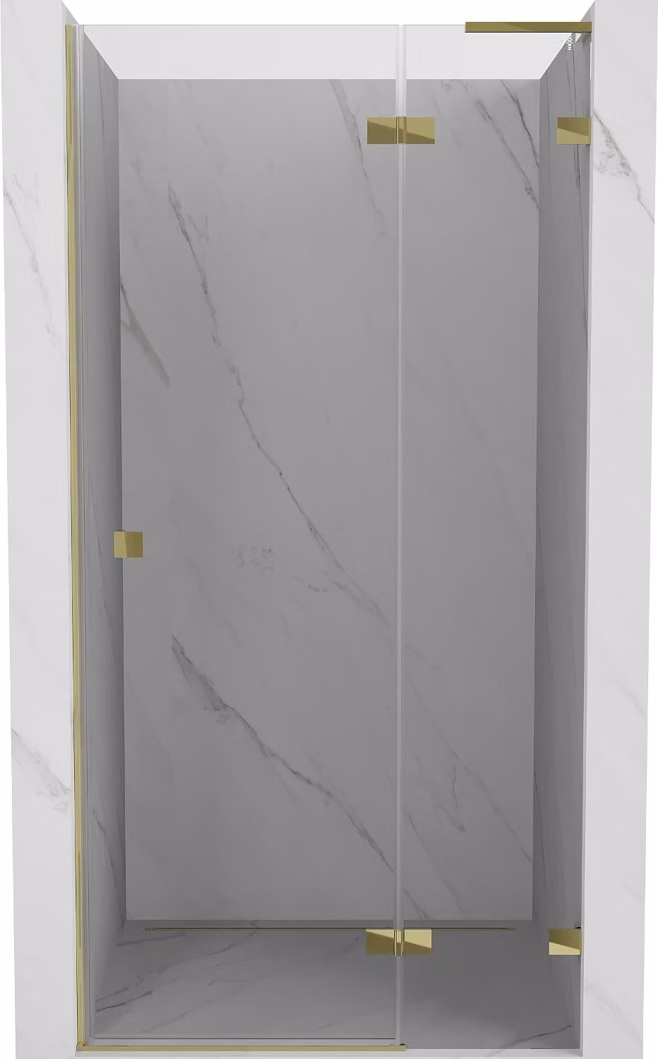 Mexen Lunar L porta doccia a battente destra 95 cm, trasparente, oro - 834L-095-000-50-00-P