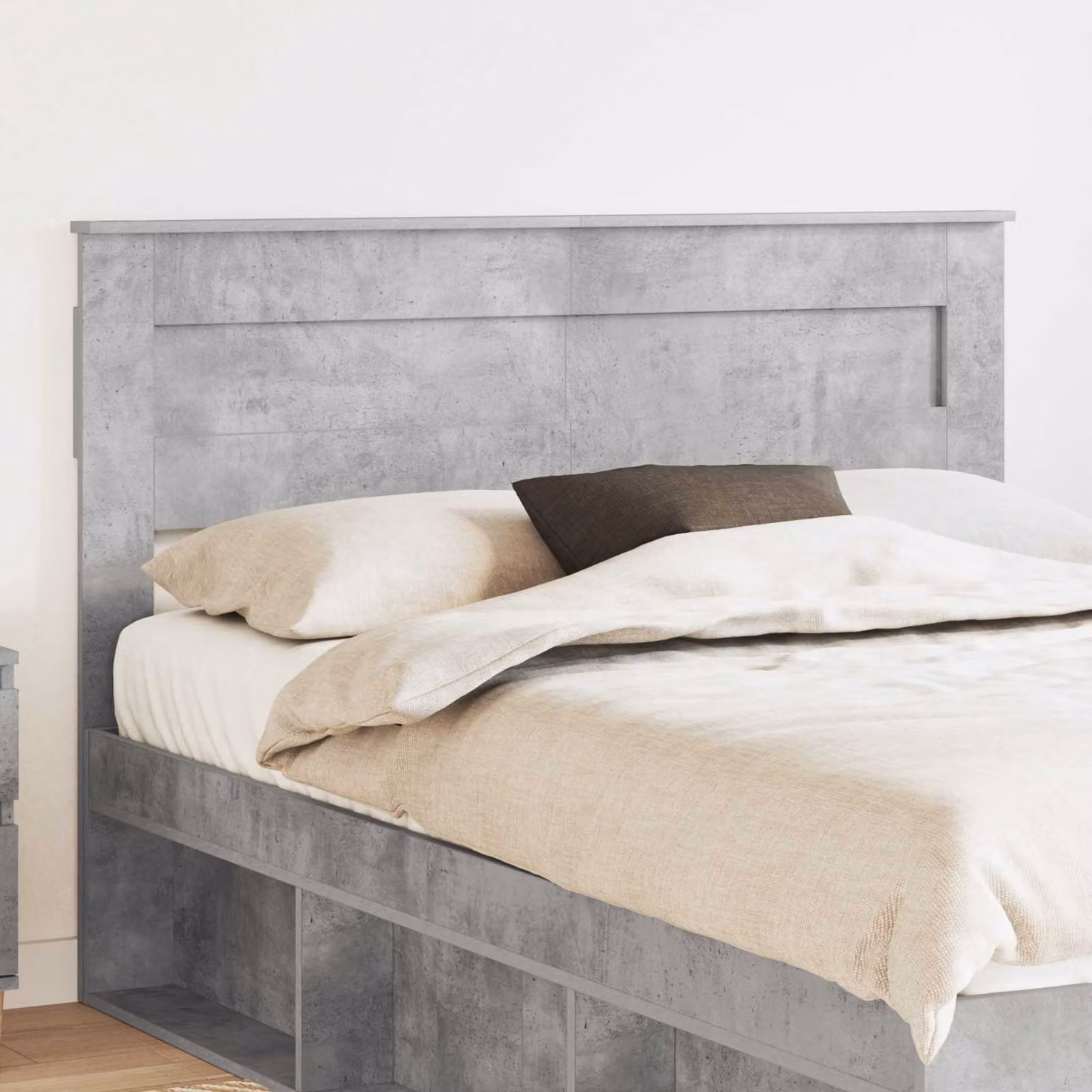 Testiera per letto vidaXL in legno ingegnerizzato, stile minimalista, colore grigio cemento