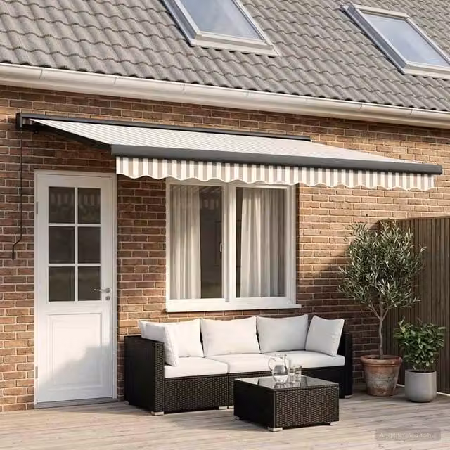 Tenda retrattile Grigio chiaro e bianco 450 × 300 cm 3426231