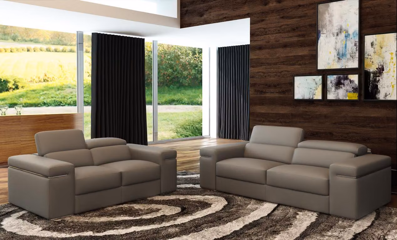 Verstellbare Ledercouch Sitz Polster Wohnzimmer Set Leder Garnitur Sofa Couch