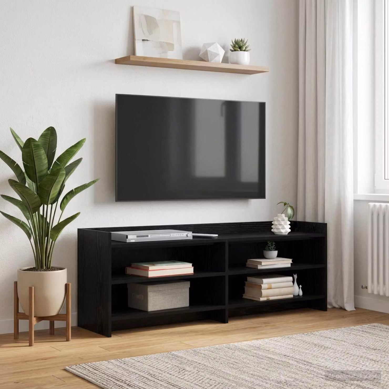 Mobile TV vidaXL moderno in legno ingegnerizzato Rovere e Nero L: 135 cm, P: 33 cm, H: 47 cm