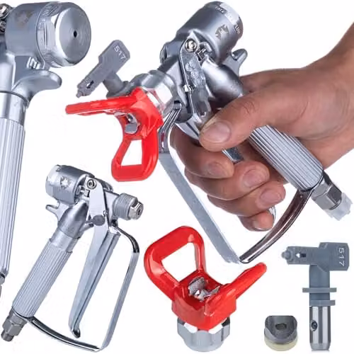 Rosfix Set Pistola Airless UltraSpray MasterJet MJ1 – Ugello Hi-Flow 517, Protezione Inox, 3600 PSI, 1/4", 7/8" | Verniciatura Professionale | Pistola a Spruzzo Airless