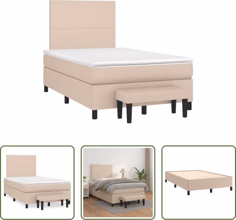 The Living Store Letto a molle insacchettate Materasso cappuccino marrone 120x190 cm Similcuoio