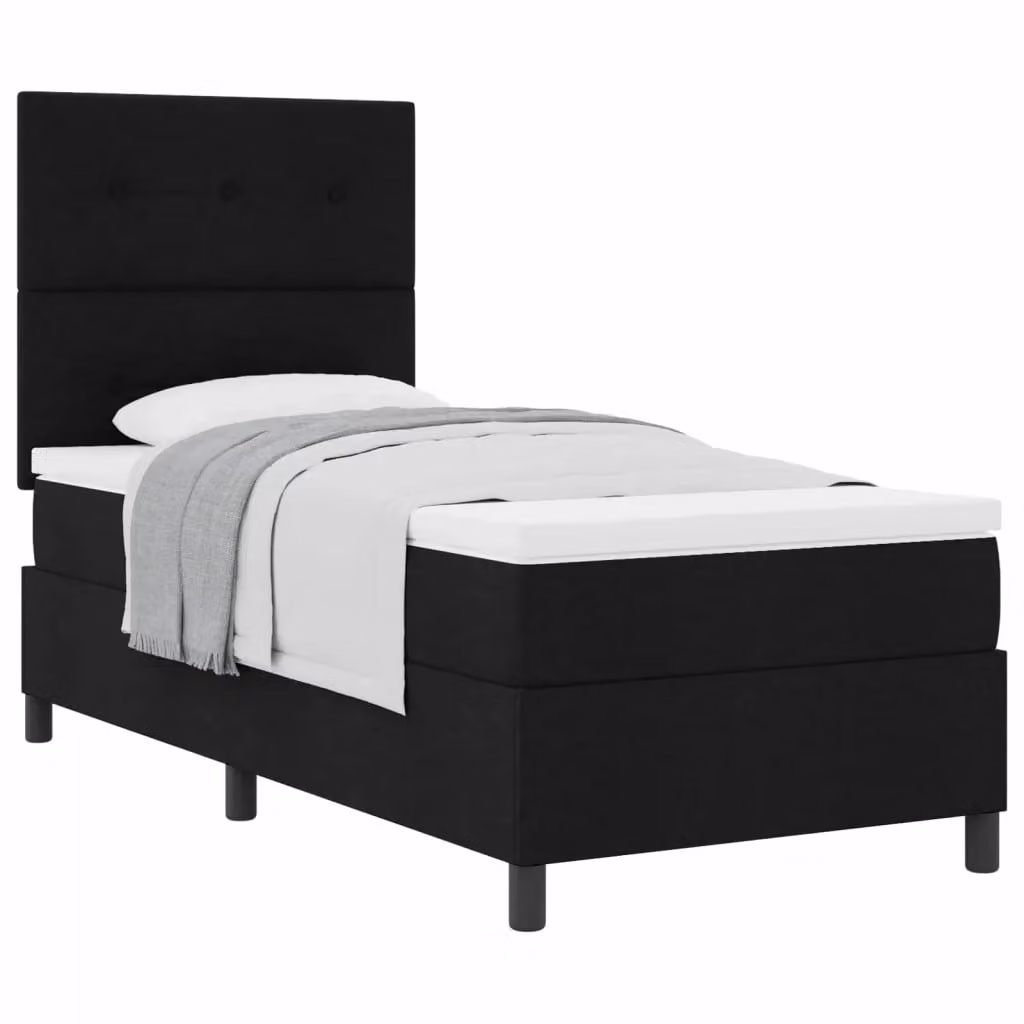 Letto a molle con testiera vidaXL in tessuto nero L 90 x P 200 cm – 2