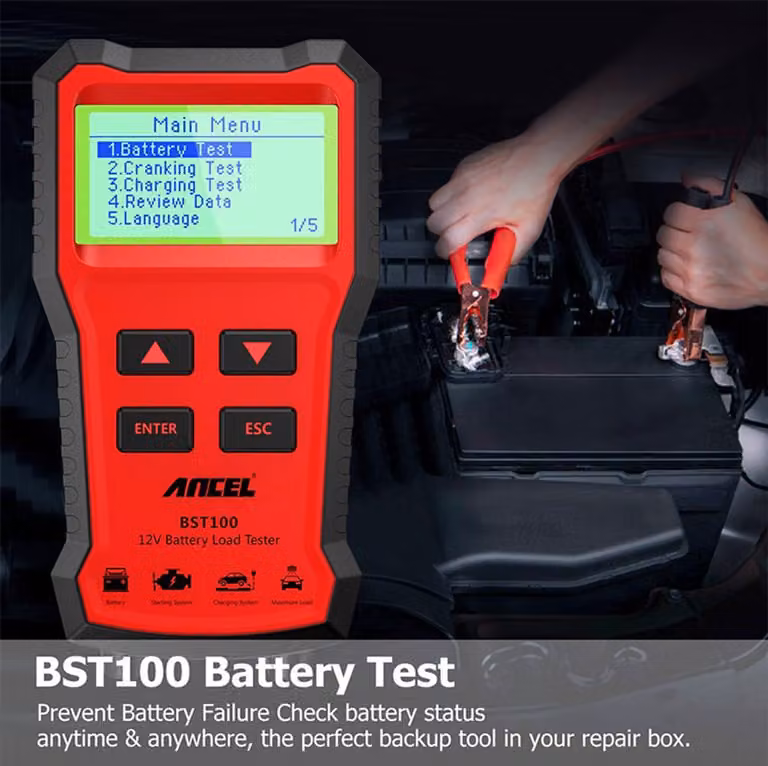 batteria dell'automobile 12V che prova il grande analizzatore dell'esposizione dell'Lcd veicolo che carica il sistema che carica lo strumento di prova rosso